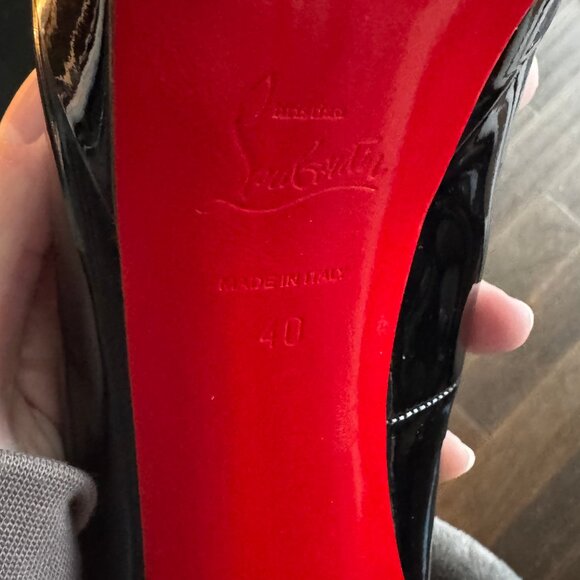 Christian Louboutin Black Patent Platform Pumps Red Sole Size 40 - Picture 6 of 6